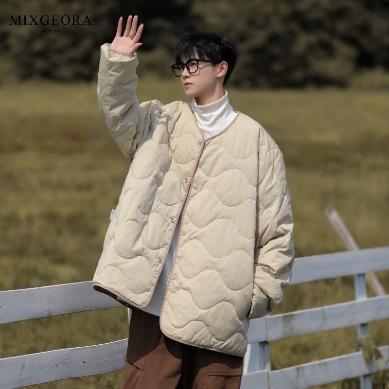 MIX GEORA Japanese retro rhombus cotton coat men's winter double-sided cotton coat loose thickened cotton jacket ins