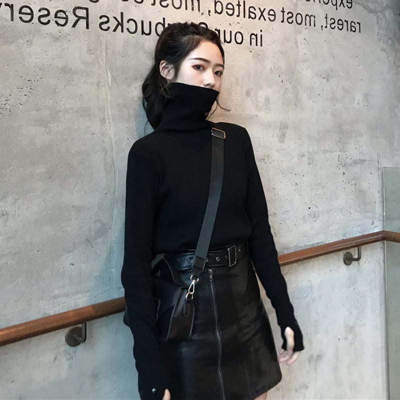 秋冬新款高領洋氣時尚潮流休閒毛衣女韓版修身顯瘦針織衫打底上衣