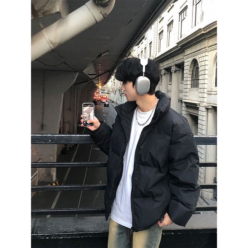 黑色立領短款棉服男款冬季加厚美式保暖棉襖cleanfit寬鬆百搭外套