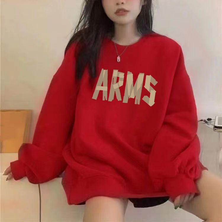 oversize秋冬加絨加厚圓領衛衣女設計感小眾胖mm大碼上衣無帽外套