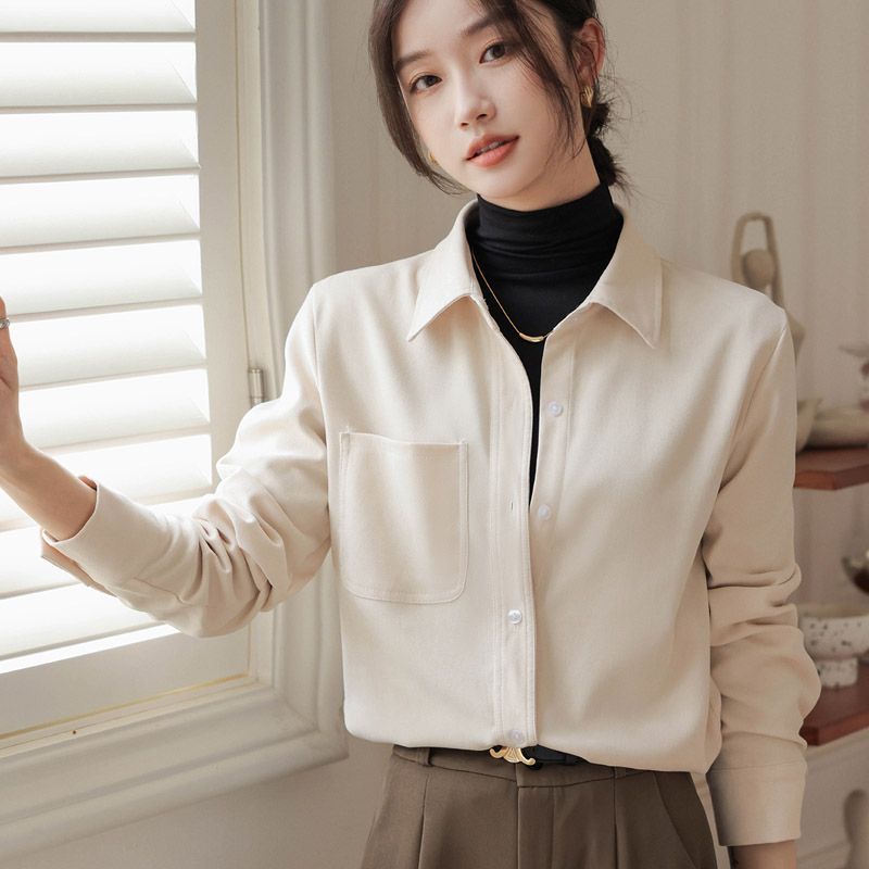 疊穿燈芯絨襯衫女秋季2023新款加厚磨毛內搭打底女士襯衣長袖上衣
