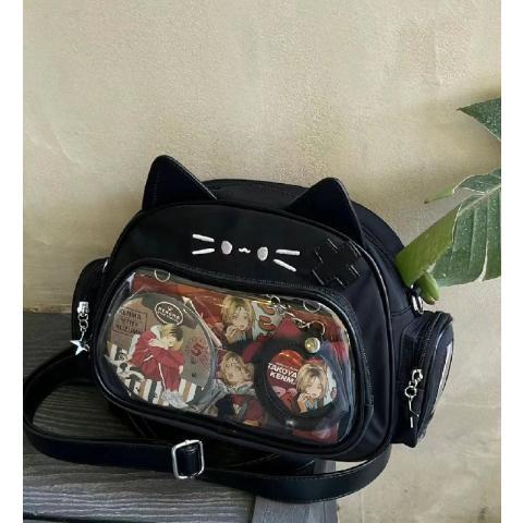 Trendy brand fashion kitten pain bag 2023 new niche bag girl boyish mechanical meow bag single shoulder crossbody bag