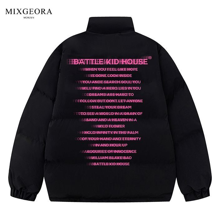 MIX GEORA國潮美式字母印花立領加厚棉衣男女款寬鬆保暖棉服外套