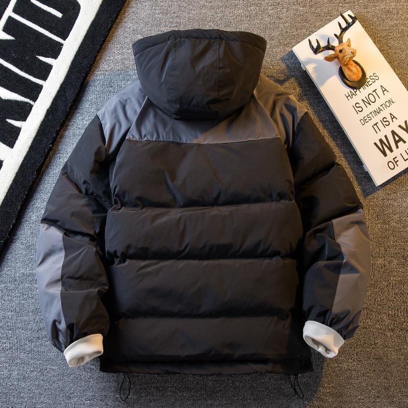 Paul trendy winter new trendy brand contrasting color cotton jacket men's warm Japanese retro loose cotton jacket jacket bread suit