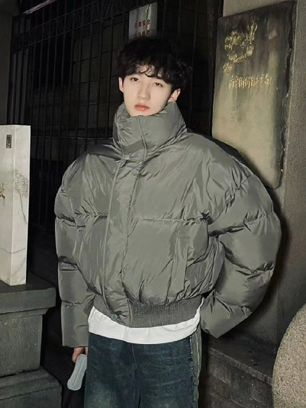 Winter American short stand-collar cotton jacket for handsome men thickened warm bread coat high-end design cotton jacket trendy brand