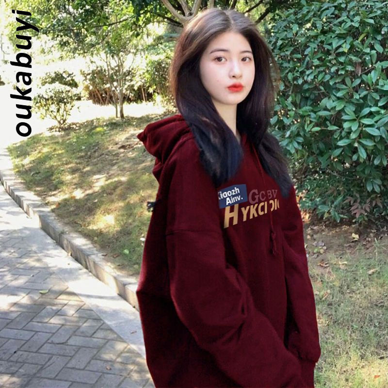 OUKABUYI450G重磅銀狐絨純棉連帽衛衣女街頭情侶甜辣百搭休閒上衣