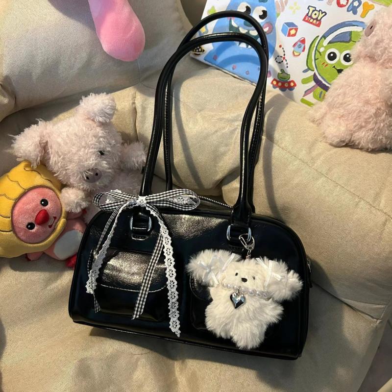 Autumn and winter splicing versatile handbag 2023 new niche high-end Boston bag commuter tote shoulder bag