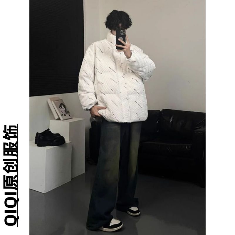 Muszoom港風洋氣時尚個性提花立領棉服外套青春潮流氣質加厚棉衣