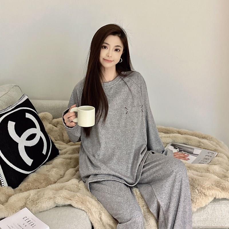 軟糯糯洋氣慵懶套裝秋冬毛巾絨睡衣家居服甜美保暖精緻慵懶顯瘦