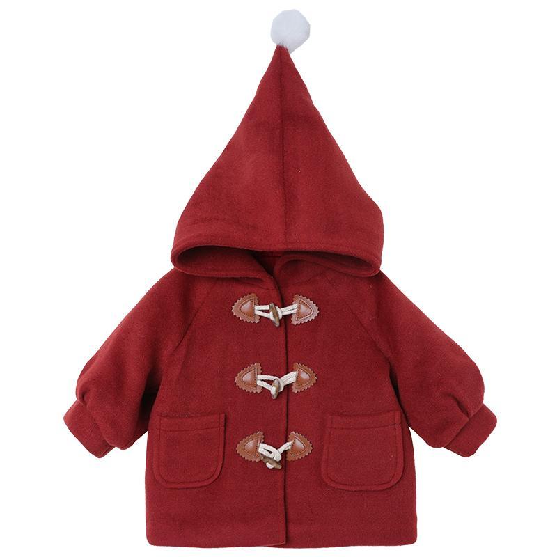 女宝宝外套毛呢新年拜年大衣婴幼儿女童圣诞宝宝红色新年战袍呢