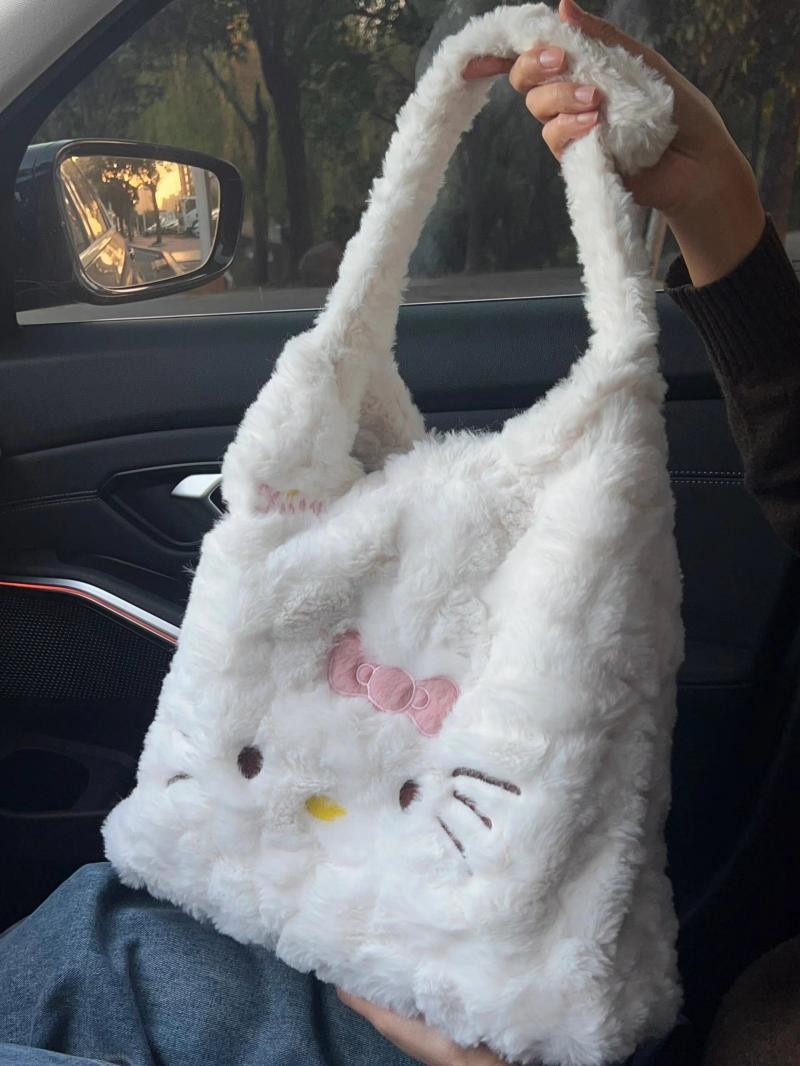 Autumn and winter plush HelloKitty furry bag 2023 new large-capacity commuter tote bag niche cute bag