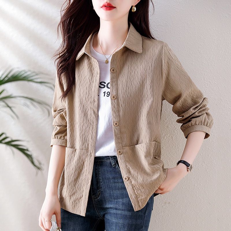 Casual Thin Shirt Jacket Women's Autumn 2024 New Fashion Style Loose Short Cardigan Jacket Top