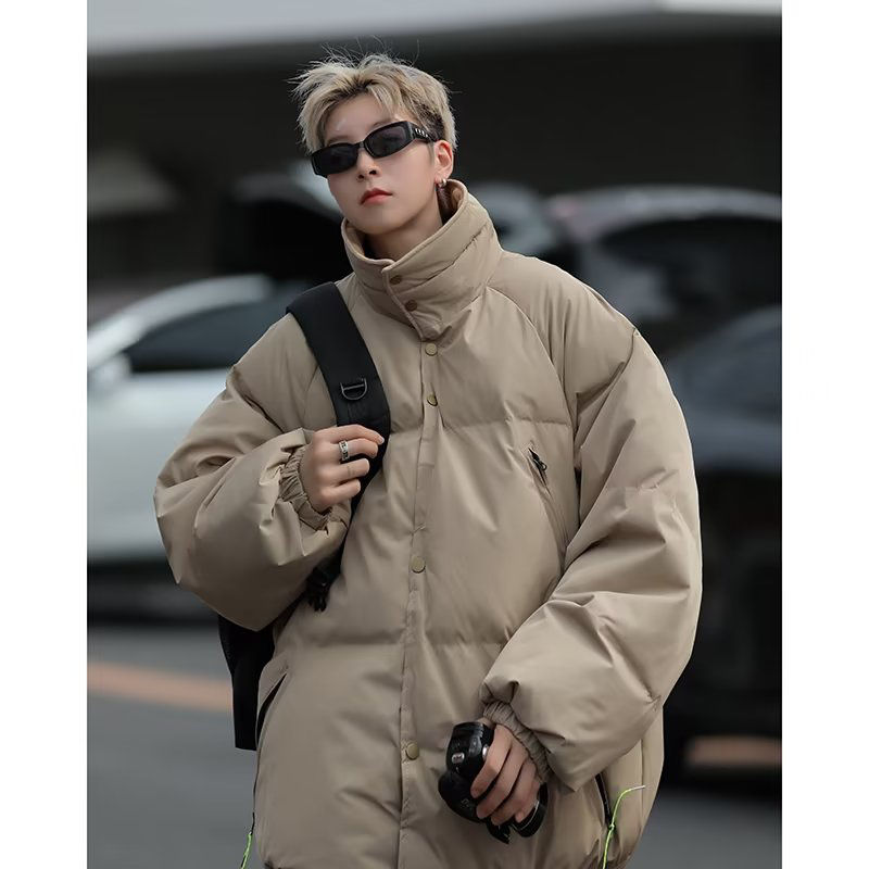 Warm thickened cotton jacket for men in winter new style Japanese retro trendy brand stand collar cotton jacket teenagers loose cotton jacket