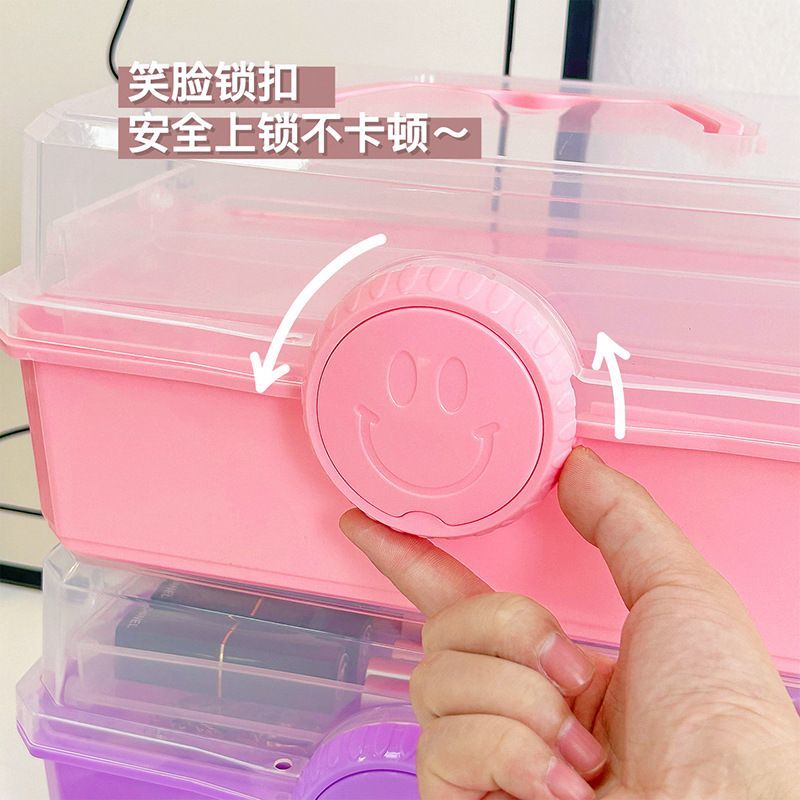 透明收纳盒美术工具箱颜料画笔箱多功能家用医药箱手提式咕咔箱