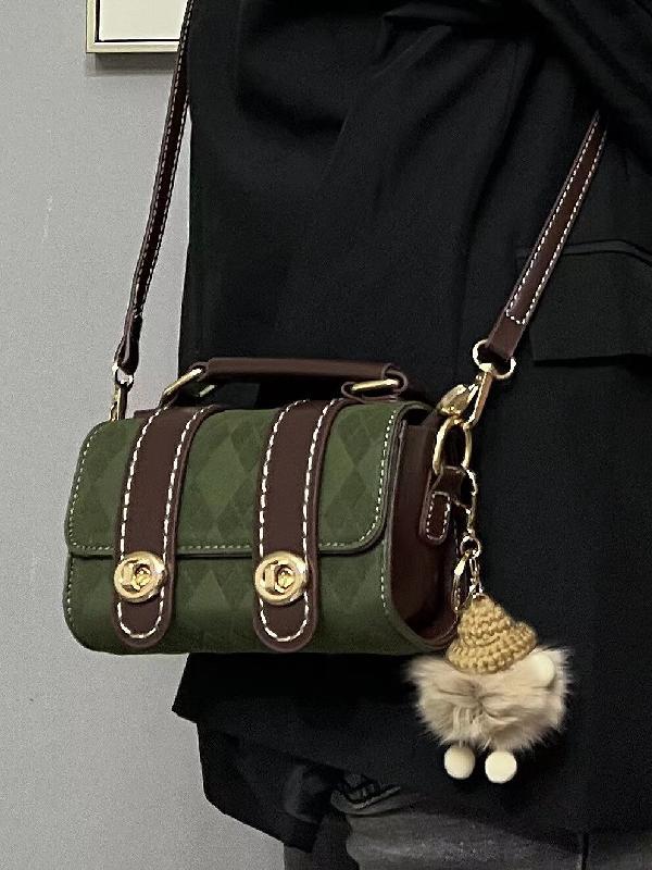 Autumn and winter suede retro stitching small shoulder bag 2023 new cylindrical bag high-end niche bag single shoulder crossbody bag