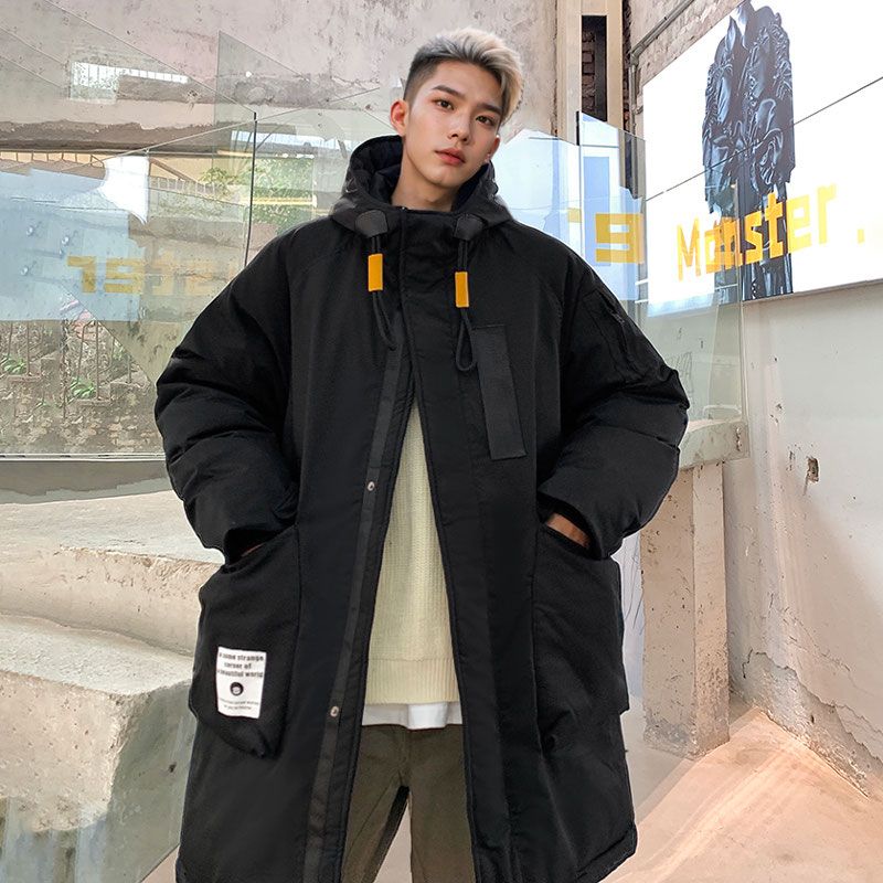 Mid-length cotton-padded jacket for men in winter, new Korean style casual trendy brand military coat, thickened and versatile, handsome couple's jacket