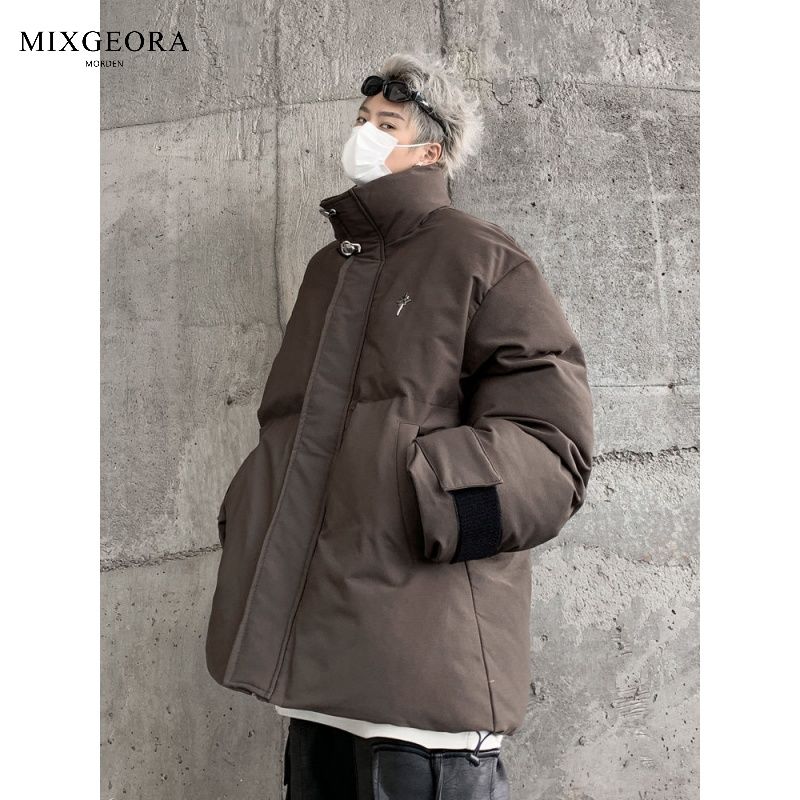 MIX GEORA Black Workwear Cotton Jacket Men's Winter Thickened Cotton Jacket American Retro High Street Handsome Jacket