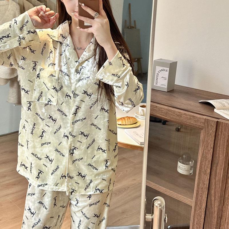 高級感睡衣女春秋款金絲絨長袖網紅風開衫外穿冬季薄絨家居服套裝