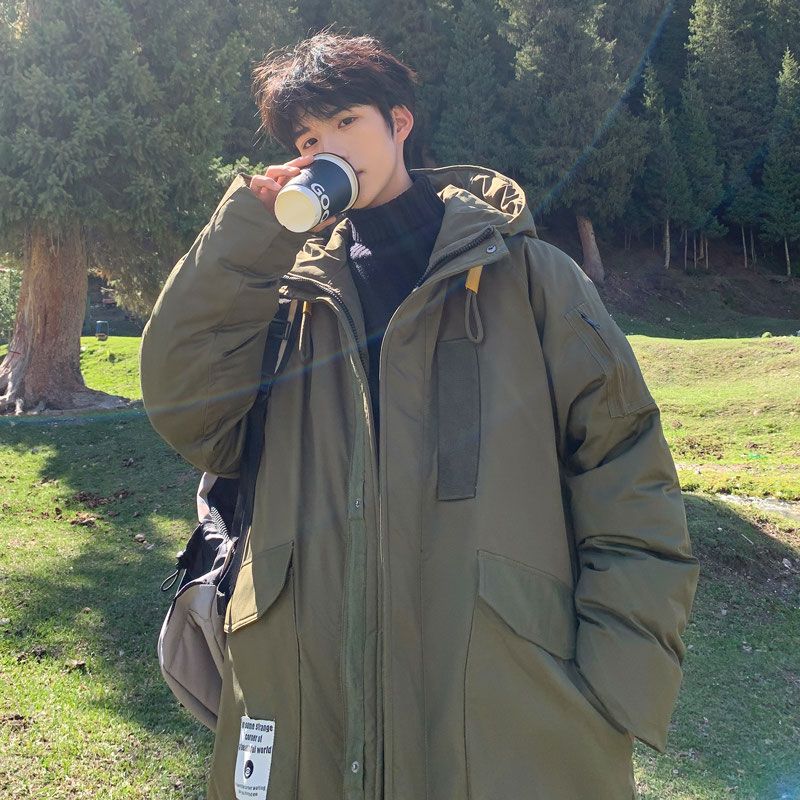 Mid-length cotton-padded jacket for men in winter new style army coat trendy brand outdoor thickened warm handsome couple jacket