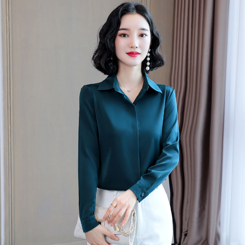 長袖真絲襯衫女士春秋冬2024春秋新款中年媽媽襯衣高端桑蠶絲上衣