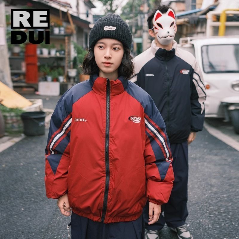 冬季復古男女拼接麵包休閒外套潮牌加厚2023新款棉衣服襖情侶夾克