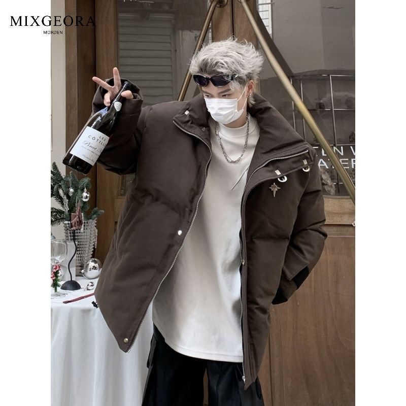 MIX GEORA Black Workwear Cotton Jacket Men's Winter Thickened Cotton Jacket American Retro High Street Handsome Jacket