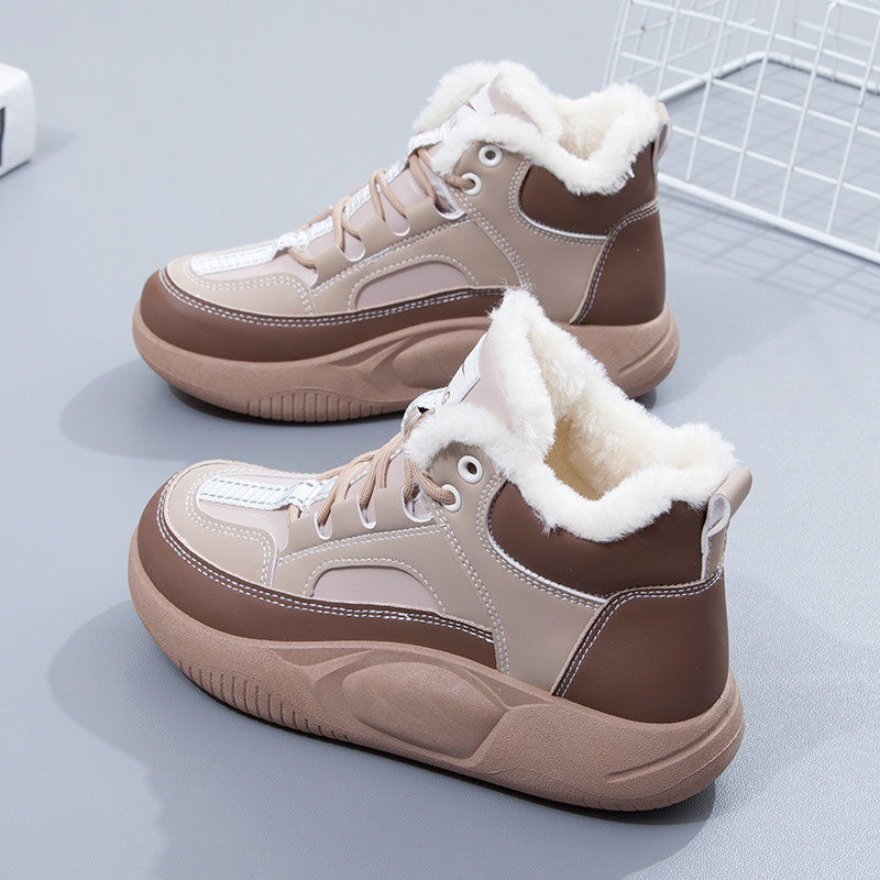 2023 winter cotton shoes for women, plus velvet and thickening, new versatile warm anti-slip high-top shoes for outer wear, autumn and winter snow boots