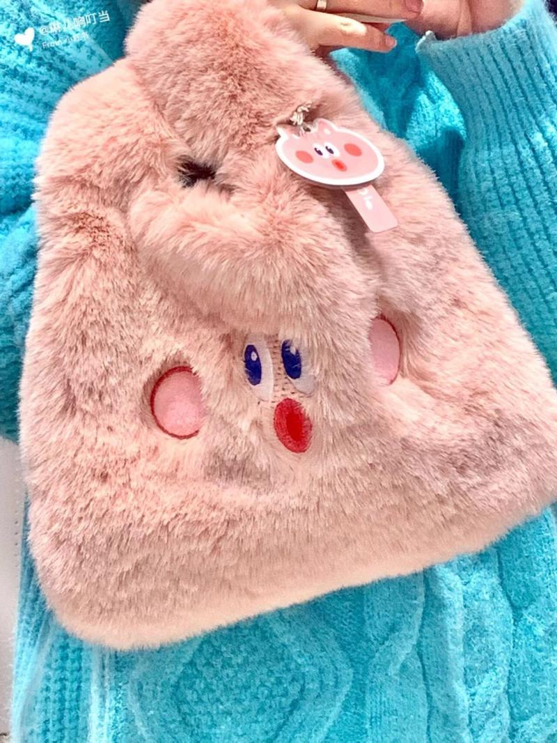 Winter Cute Expression Plush Bag 2023 New Casual Fashion Furry Handbag Pink Girl Handbag for Women