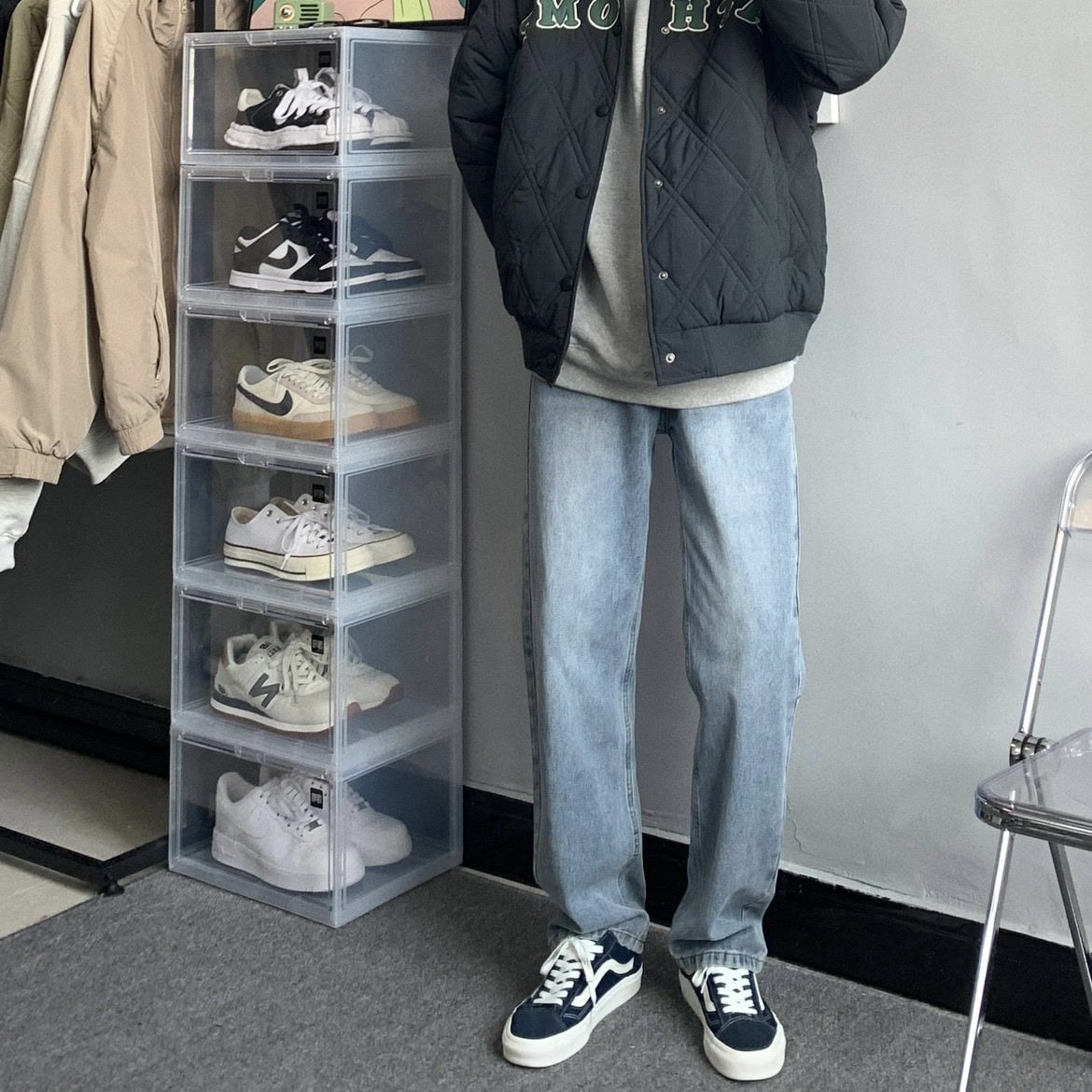 American hiphop washed light color straight trousers trendy brand high street spring and autumn versatile loose slim jeans men's fashion