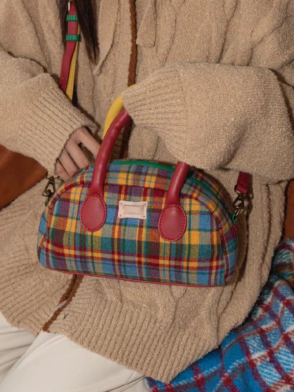 Autumn and winter Christmas color handheld small bag 2023 new design commuter bag plaid fashion trend crossbody bag