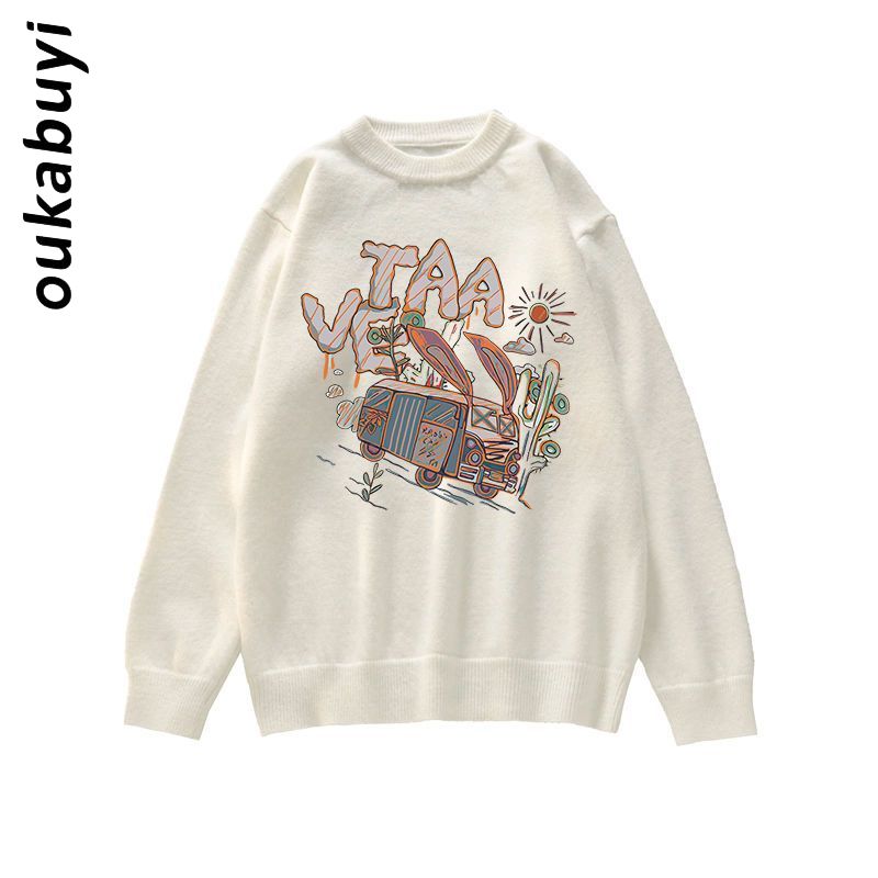 OUKABUYI Heavy 660G Sheep Wool Sweater Women's Autumn and Winter American Design Creative Flesh-covering Knitted Top Trendy