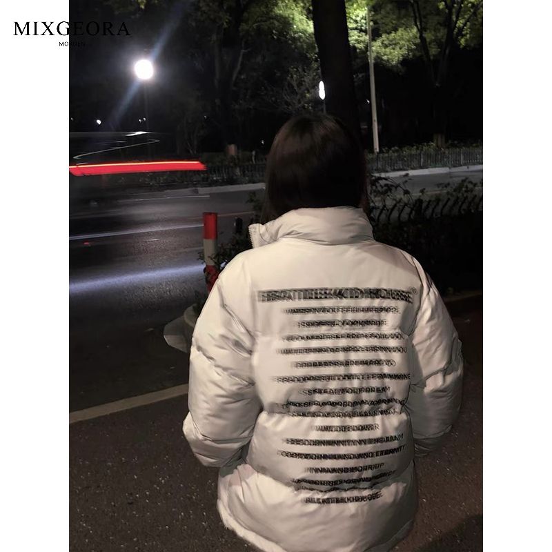 MIX GEORA字母虛幻美式新款棉衣外套男女冬季國潮寬鬆保暖麵包服