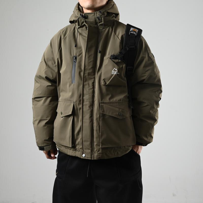 XGI Japanese retro winter multi-pocket hooded thickened cotton jacket workwear warm cotton coat winter men's cotton coat
