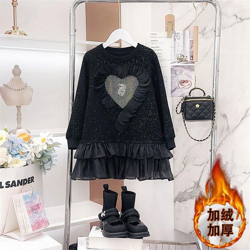 Girls Autumn and Winter Dresses  New Style Girls Little Fragrance Princess Skirt Winter Girls New Year Clothes