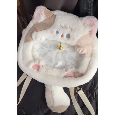 Niche unique design doll cat bag 2023 autumn and winter new printed shoulder bag cute casual backpack for women