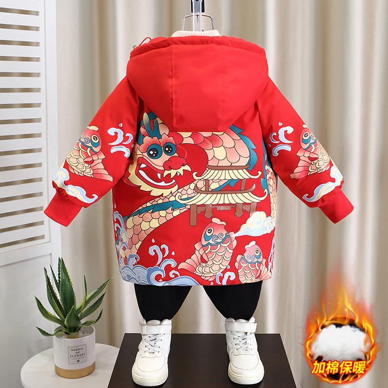 男童冬季棉服拜年服龍年加棉加厚兒童男孩寶寶中國風新年衣服外套