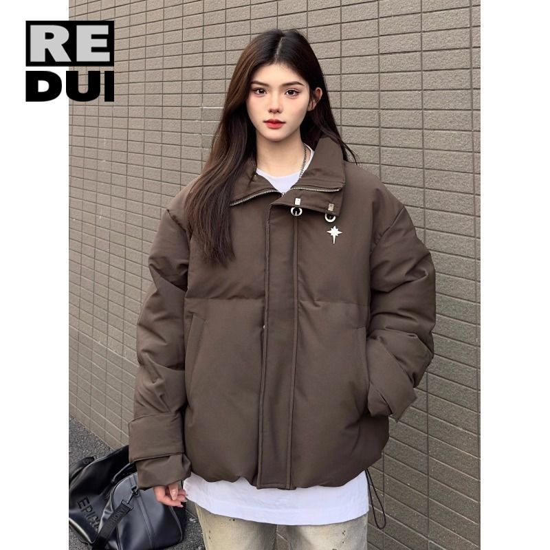 2023拉德美式復古冬季金屬立領麵包棉服男女寬鬆百搭潮流外套棉衣