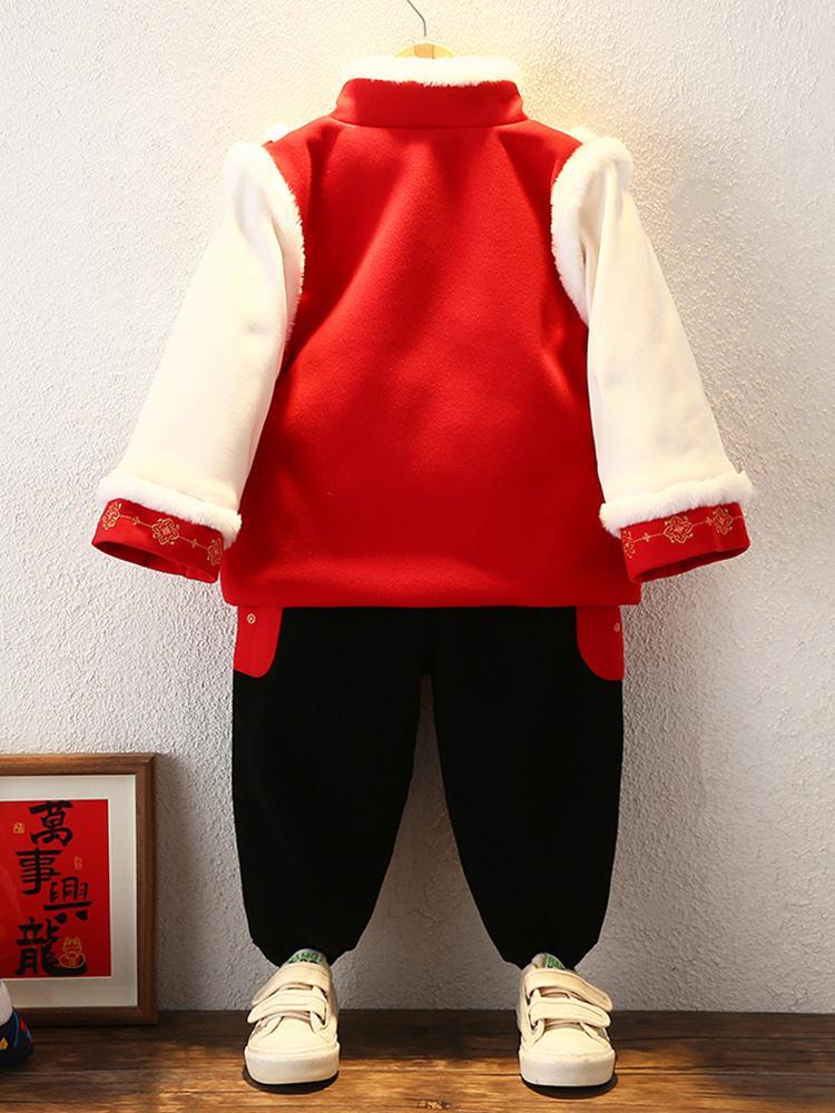 儿童拜年服2024新年龙年过年服男童周岁礼服汉服冬季宝宝加厚国风