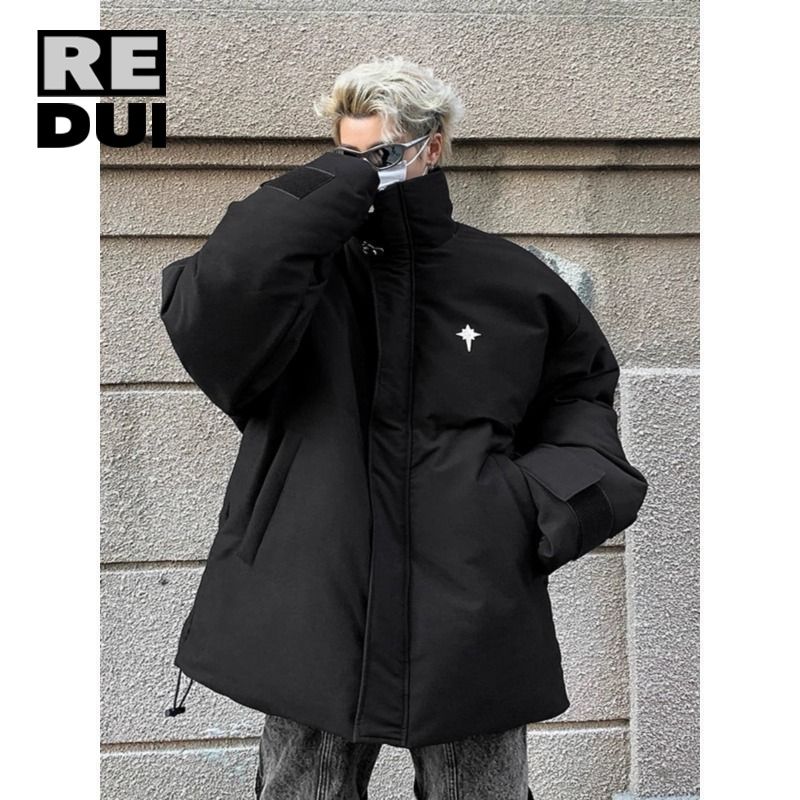 美式復古小眾棉服男款冬季潮牌痞帥高級感外套加厚保暖立領棉衣襖