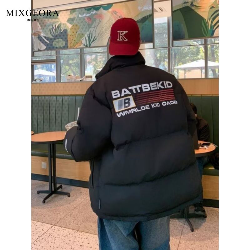 MIX GEORA國潮牌美式復古字母麵包棉服男女冬季加厚高街棉衣外套
