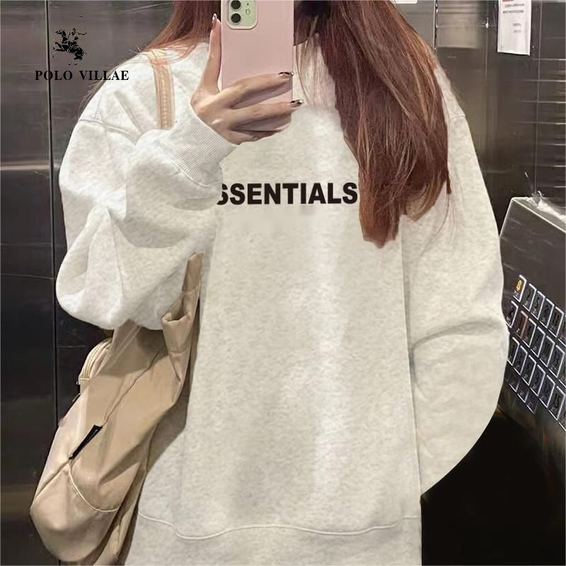 純棉重磅銀狐絨美秋冬新款式字母圓領衛衣女情侶oversize寬鬆上衣