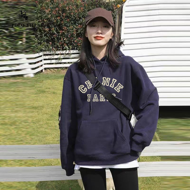 純棉重磅450G銀狐絨連帽衛衣女秋冬小眾字母韓版寬鬆百搭外套女潮