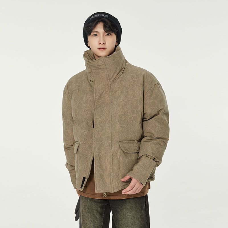 Maillard winter American retro stand-up collar niche thickened quilted bread cotton clothing for men and women casual loose cotton clothing