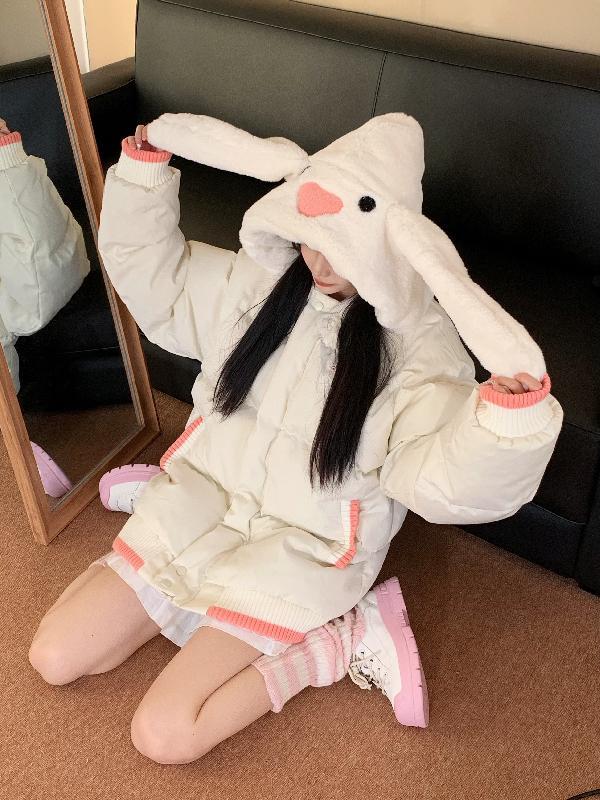 做夢特長生 新款可愛兔子小熊麵包服冬季日系情侶休閒減齡棉服潮