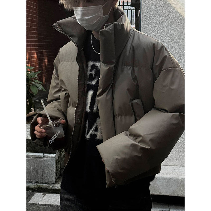 American Men's Clothing 2023 Autumn and Winter American Street Trend Warm Bread Jacket Cotton Coat Couple's Versatile Thickened Jacket