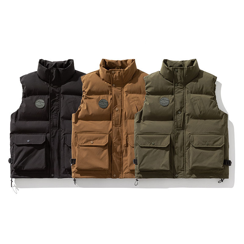 American trendy brand workwear American autumn and winter cotton vest men's niche warm vest waistcoat vest men's outer wear men's clothing