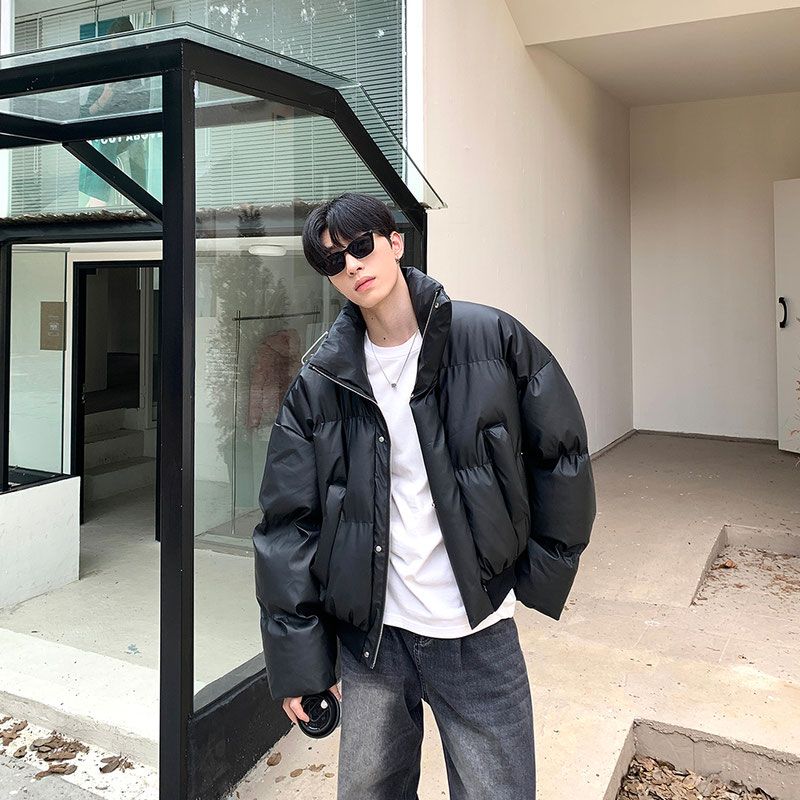 美式復古立領短款麵包服棉襖男冬季保暖棉衣寬鬆百搭情侶棉服潮