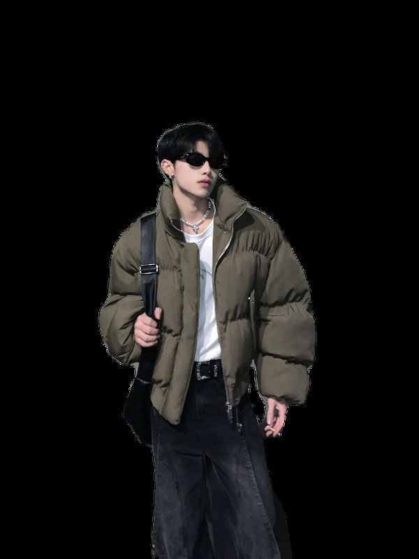 American retro super warm thickened cotton coat men's winter niche stand-up collar high-end quilted short cotton coat
