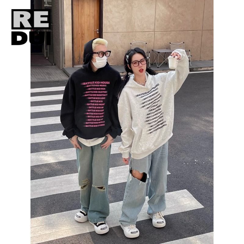秋冬季新款連帽衛衣男女款oversize寬鬆慵懶風美式hiphop百搭外套