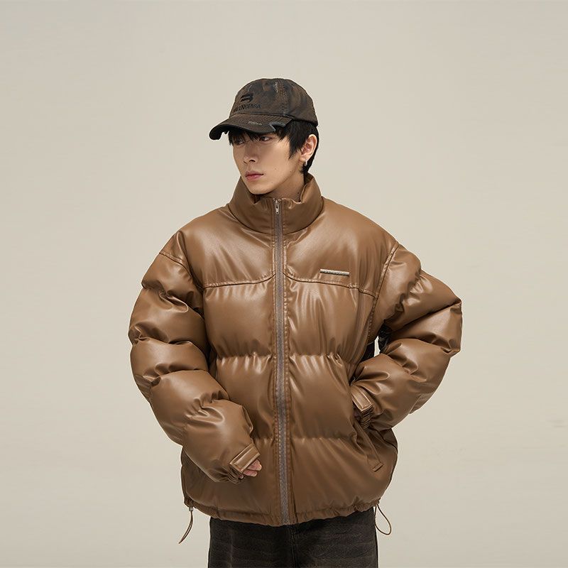 Korean style trendy winter design niche splicing cotton jacket for men high-end American retro thickened jacket trend for couples